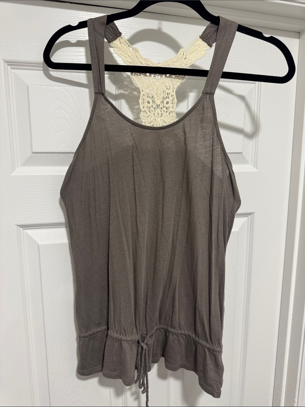 Express Taupe Tank with Cream Lace Racerback